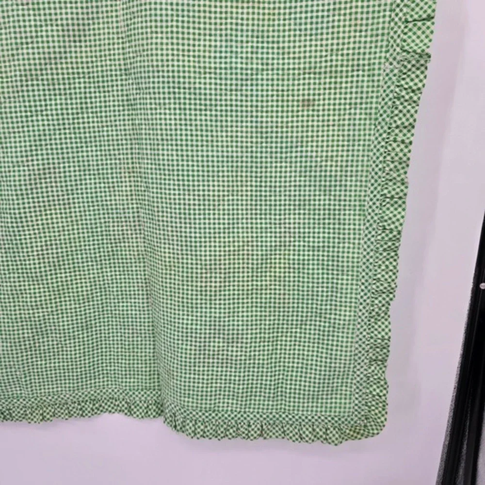 Vintage Thats Our Baby Quilted Nursery Blanket Green Gingham Ruffle‎ Train Sheep